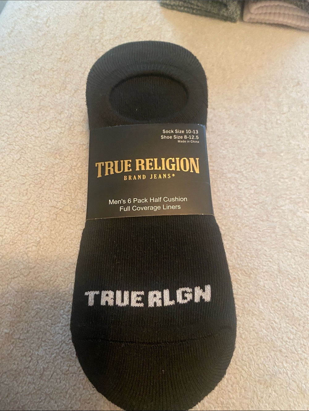 True Religion Black Men's Half-Cushion No-Show Liner Socks - Pack